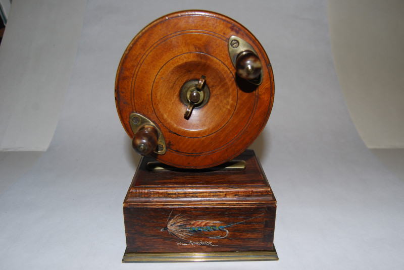 4 3/8 A.W. GAMAGE. LTD. NOTTINGHAM CENTREPIN REEL on Stand