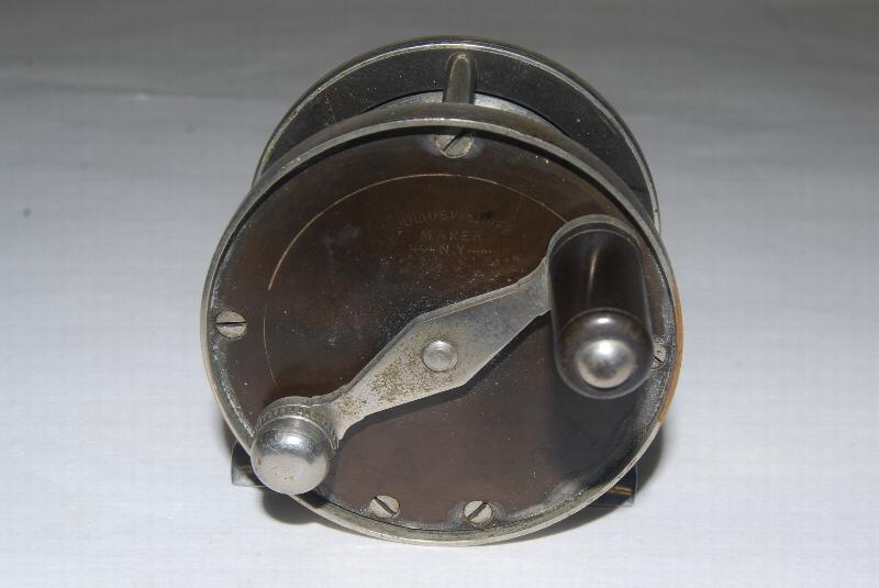 2 1/2 VOM HOFE, JULIUS. Rubber & Nickel-plated Fly Reel No. 93. With Metal  safety Bands & Balanced Handle; Back Sliding Check. 100 yd. RH/LH. 5.13 oz.  Circa 1900. SOLD