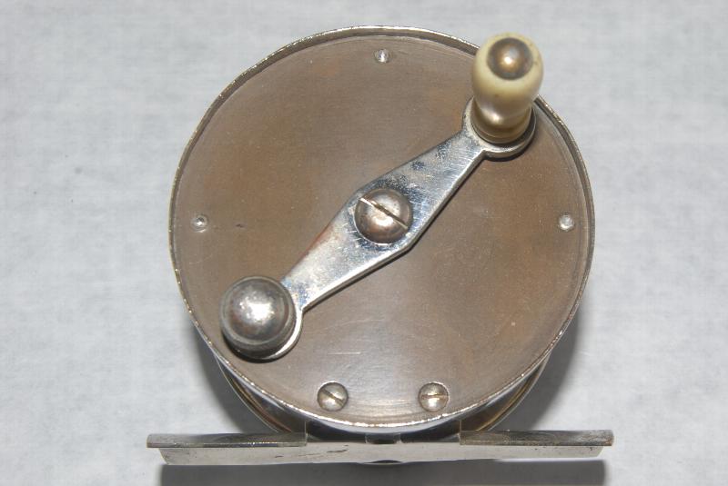 Brass Vintage Fly Fishing Reel 2” Diameter Wood Handle Unbranded With Line  